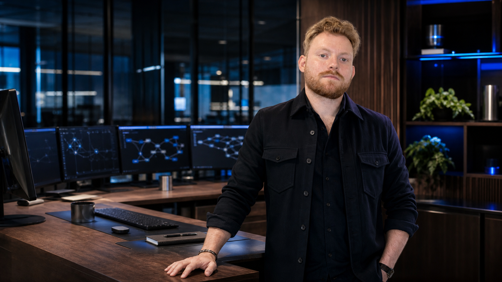Jocke Melin i en modern operationsstudio för Axion och OpenClaw