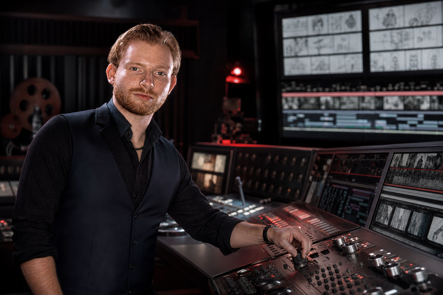 Jocke Melin i en filmisk kreativ kontrollstudio